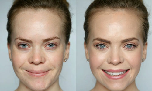 قبل و بعد از آرایش صورت