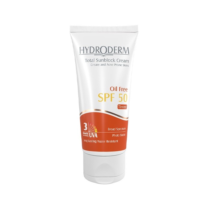 كرم ضد آفتاب SPF50 فاقد چربی رنگی مناسب پوست چرب و آکنه‌ای HYDRODERM