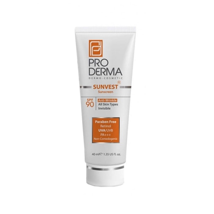 کرم ضد آفتاب و ضد چروک بی رنگ مناسب انواع پوست PRODERMA SPF90