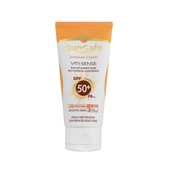 كرم ضد آفتاب فاقد جاذب های شيميايی مناسب پوست حساس SunSafe SPF50