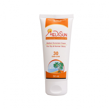 کرم ضد آفتاب بی رنگ مناسب پوست خشک و معمولی Medisun SPF30