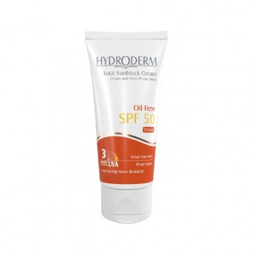 كرم ضد آفتاب SPF50 فاقد چربی رنگی مناسب پوست چرب و آکنه‌ای HYDRODERM