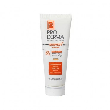 کرم ضد آفتاب و ضد چروک بژ طبیعی مناسب انواع پوست PRODERMA SPF90