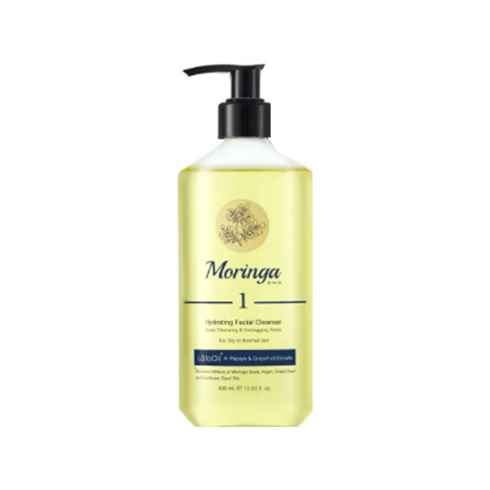 ژل شستشو و آبرسان صورت مناسب پوست های چرب، مختلط و معمولی Moringa Emo 400ml
