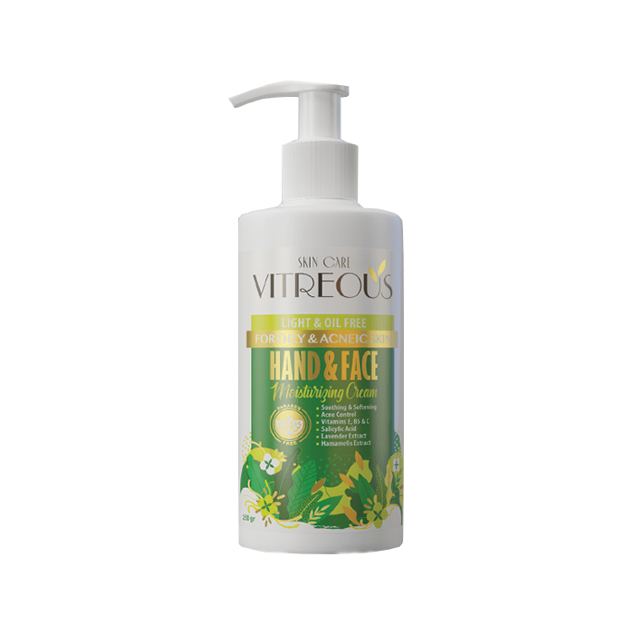 کرم مرطوب کننده دست و صورت مناسب پوست‌ های چرب و جوش دار Vitreous 250ml