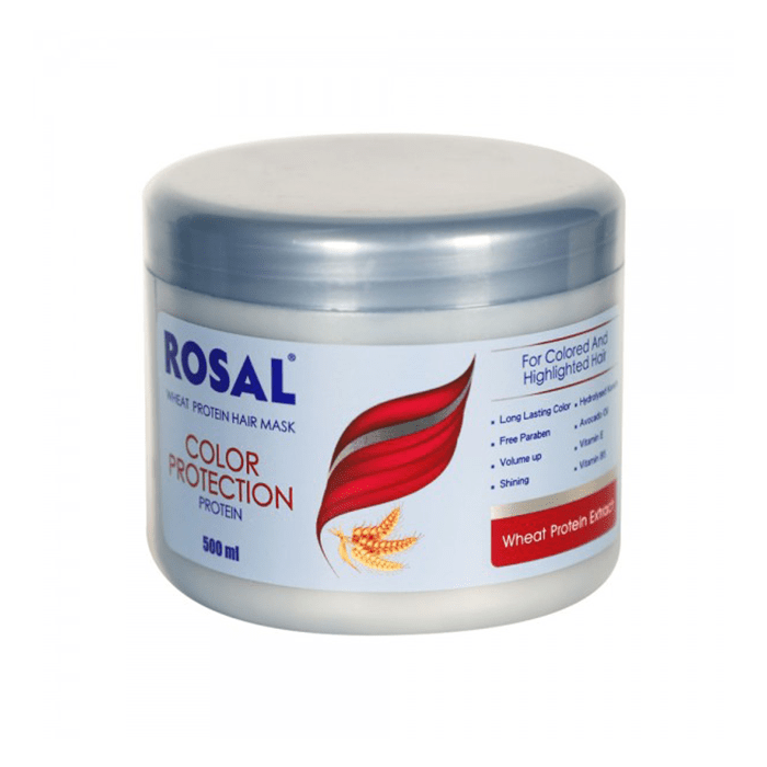 ماسک مو پروتئین گندم تثبیت کننده موهای رنگ شده و هایلات ROSAL
