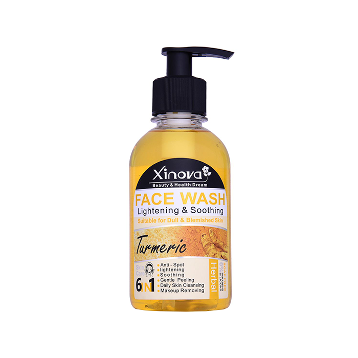 ژل شستشوی صورت روشن کننده و تسکین دهنده زردچوبه xinova 250ml
