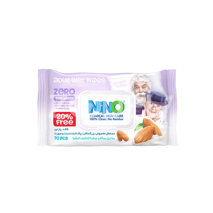 دستمال مرطوب درب دار دست و صورت بزرگسالان  Nino