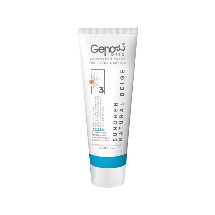 کرم ضد آفتاب مخصوص پوست نرمال و خشک بژ طبیعی Geno Biotic