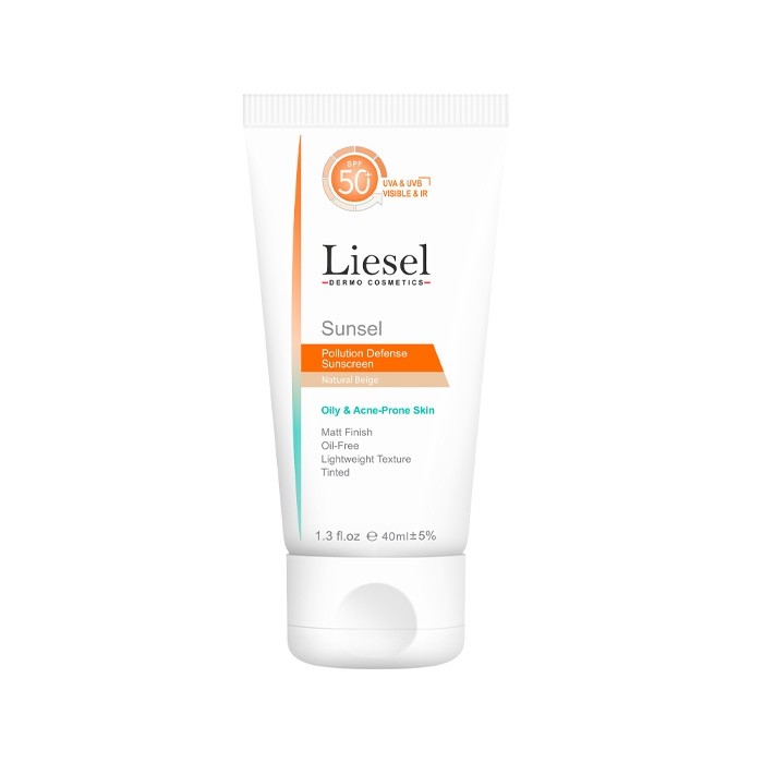 کرم ضد آفتاب بژ طبیعی مناسب پوست چرب و مستعد آکنه Liesel SPF50