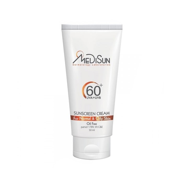 کرم ضد آفتاب بی رنگ فاقد چربی مناسب پوست معمولی و چرب MEDISUN SPF60