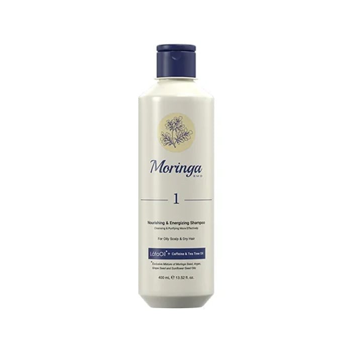 شامپو مغذی و انرژی‌ بخش مناسب پوست سر چرب و موی خشک Moringa Emo 400ml