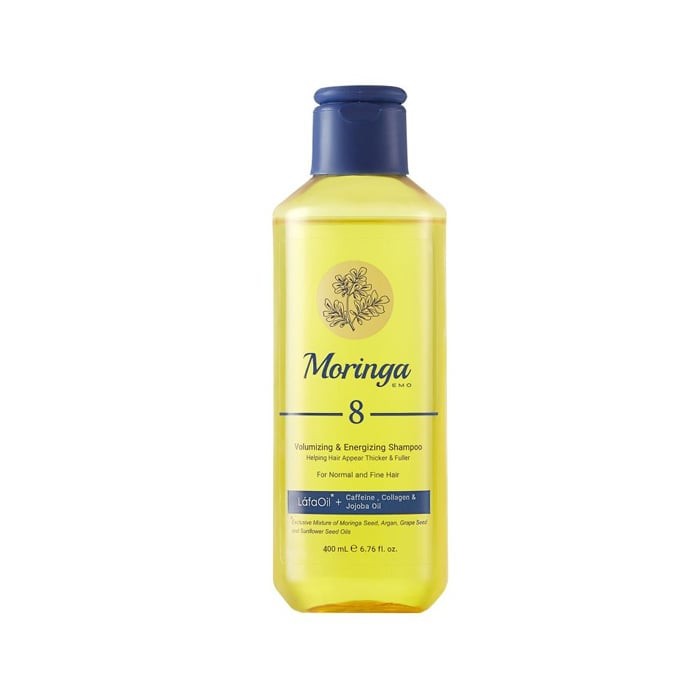 شامپو حجم‌ دهنده و انرژی‌ بخش مناسب موهای معمولی و نازک Moringa Emo 400ml