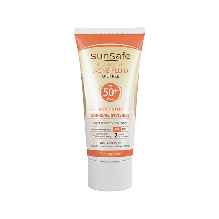 فلوئید ضد آفتاب فیزیکی فاقد چربی بی رنگ SunSafe SPF50