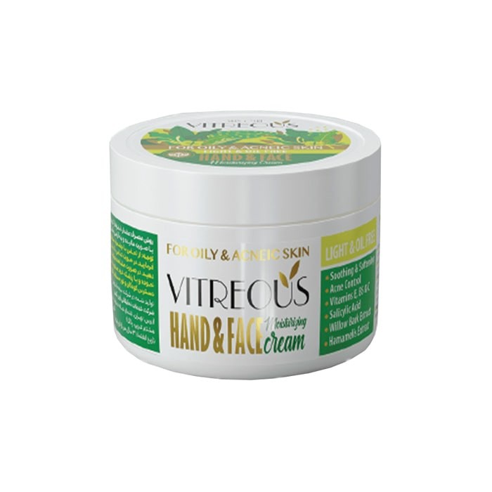 کرم مرطوب کننده دست و صورت مناسب پوست های چرب و جوش دار Vitreous 200ml