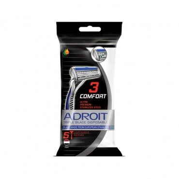 تیغ یکبار مصرف سه لبه صابون دار 5 عددی مردانه ADROIT