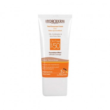 ضد آفتاب کرم پودری بژ طبیعی فاقد چربی 2 در 1 HYDRODERM SPF50