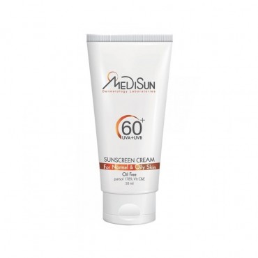 کرم ضد آفتاب بی رنگ فاقد چربی مناسب پوست معمولی و چرب MEDISUN SPF60