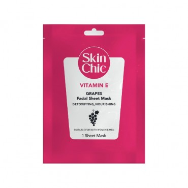 ماسک صورت ورقه ای ویتامین E و عصاره انگور Skin Chic