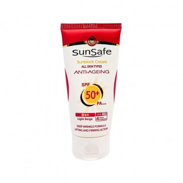 کرم ضد آفتاب و ضد چروک بژ روشن SunSafe SPF50