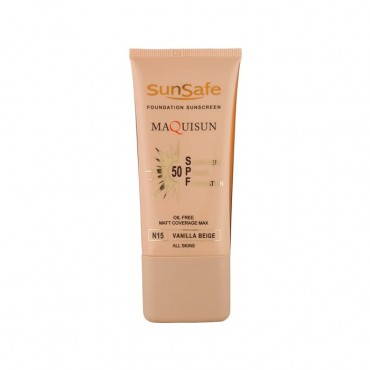 ضد آفتاب کرم پودری و پرایمری بژ وانیلی مکیسان Sunsafe SPF50