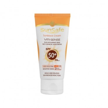كرم ضد آفتاب فاقد جاذب های شيميايی مناسب پوست حساس SunSafe SPF50
